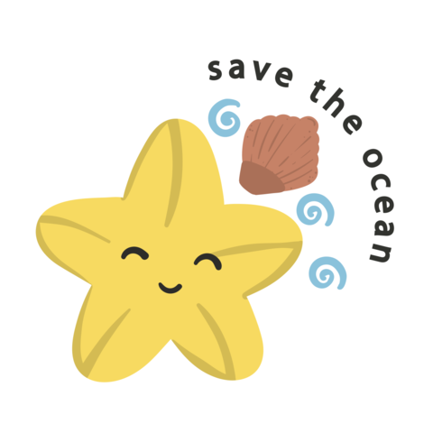 Save the Ocean Yellow Smiling Star Template