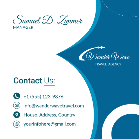 Blue and White Wander Wave Business Card Template