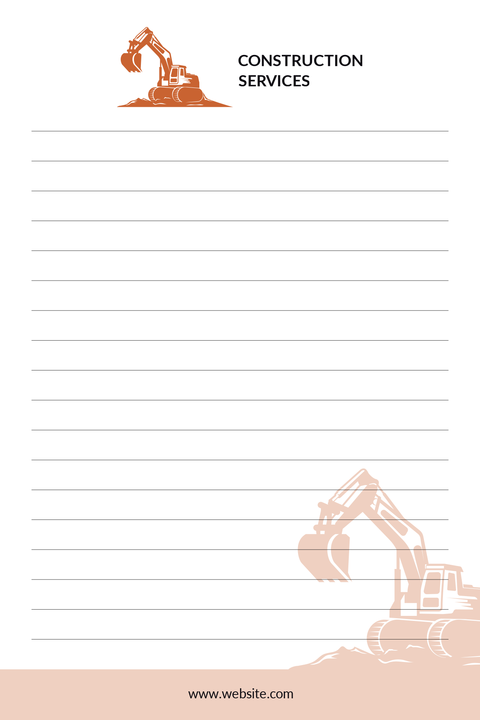 Construction-Themed Notepad Template