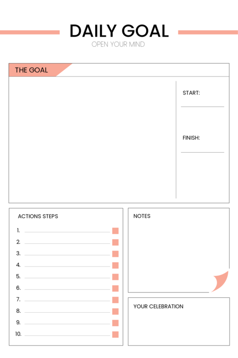 Minimalist Daily Goal Post-It Notes Template