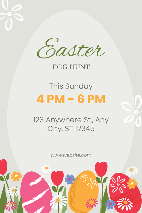 Gray and White Easter Egg Hunt Invitation Template