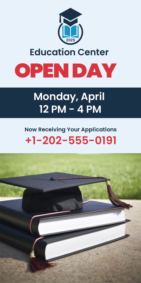 Blue Education Center Open Day Sign Template