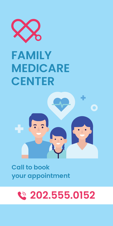 Red and Blue Family Medicare Center Sign Template