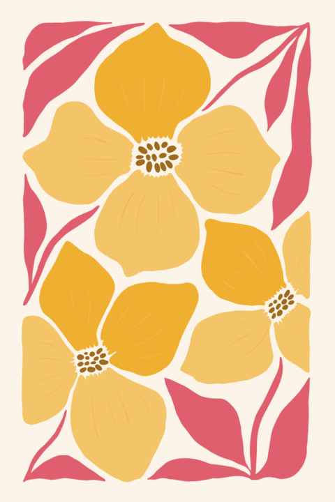 Yellow and Pink Floral Art Design Template