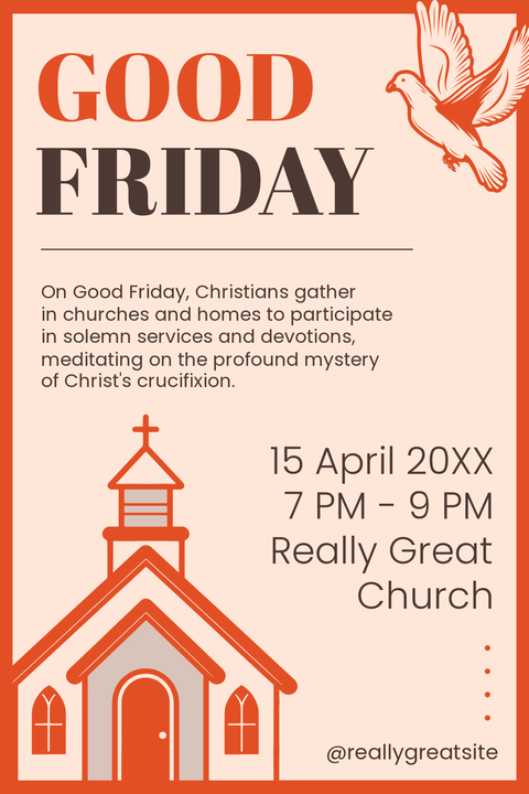 Good Friday Service Invitation Pigeon and Church Template
