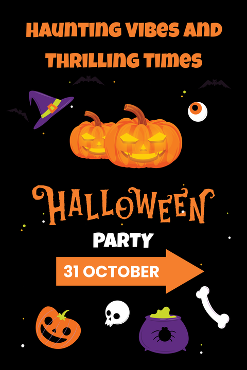Black and Orange Halloween Party Invitation Sign Template