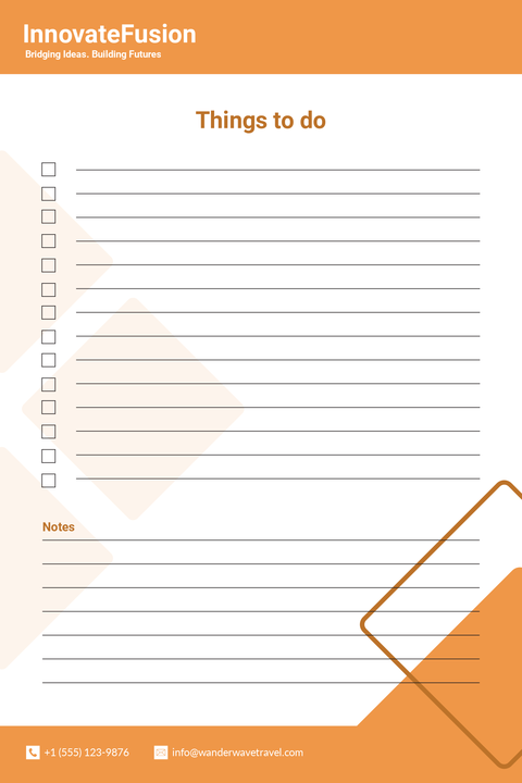 Orange and White To-Do List Notepad Template