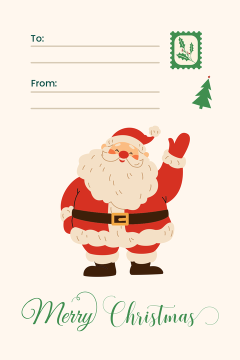 Cheerful Santa Christmas Postcard Template