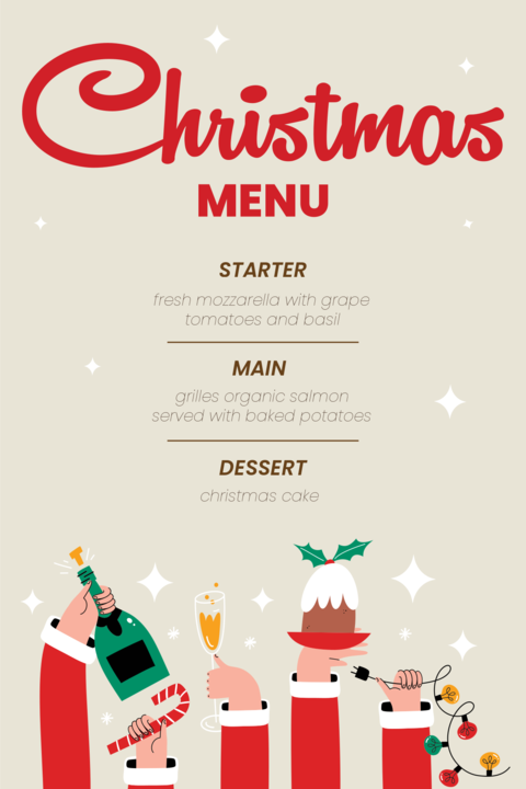 Cheerful Christmas Menu Sign Template
