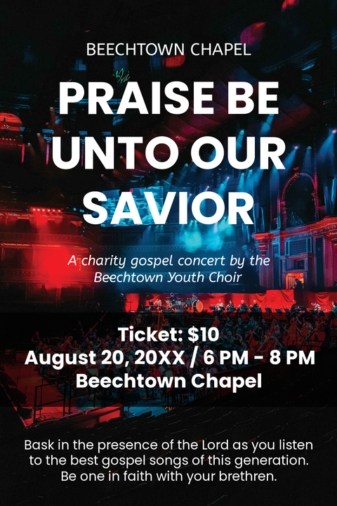 Praise Be Unto Our Savior Concert Invitation Template