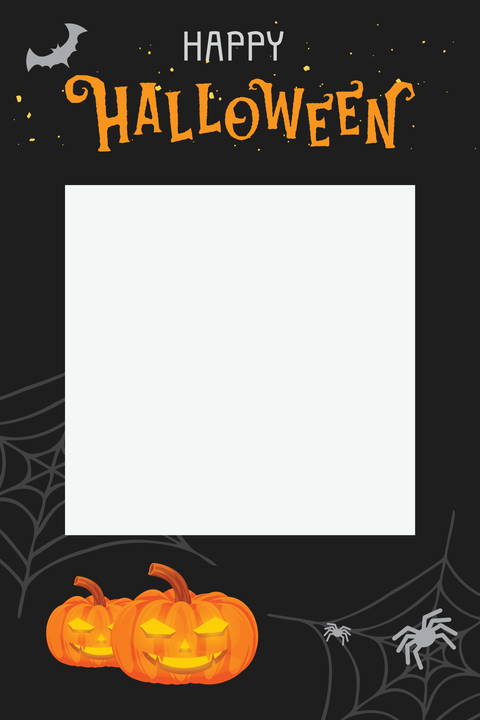 Black and Orange Halloween Selfie Frame Sign Template