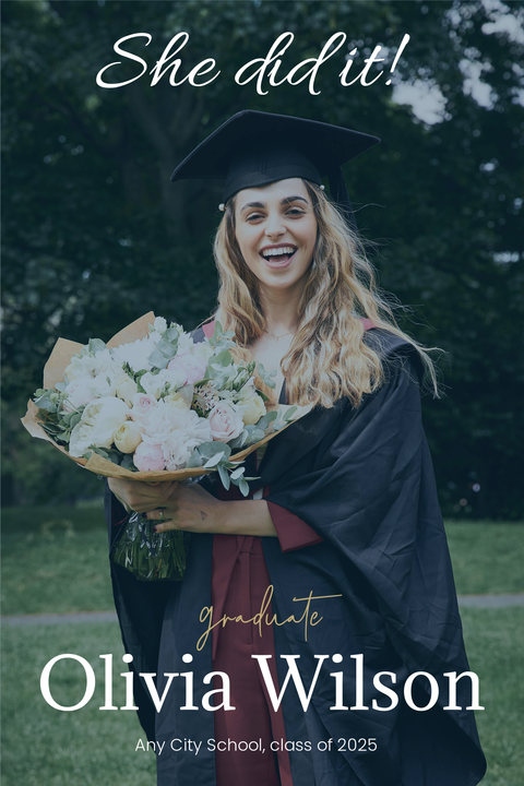 Photographic Graduating Student Sign Template