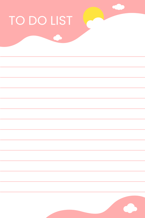 Pink To-Do List With Lines Notepad Template