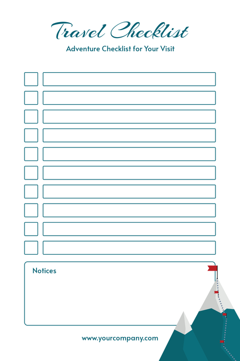 Travel Checklist Post-It Notes Template