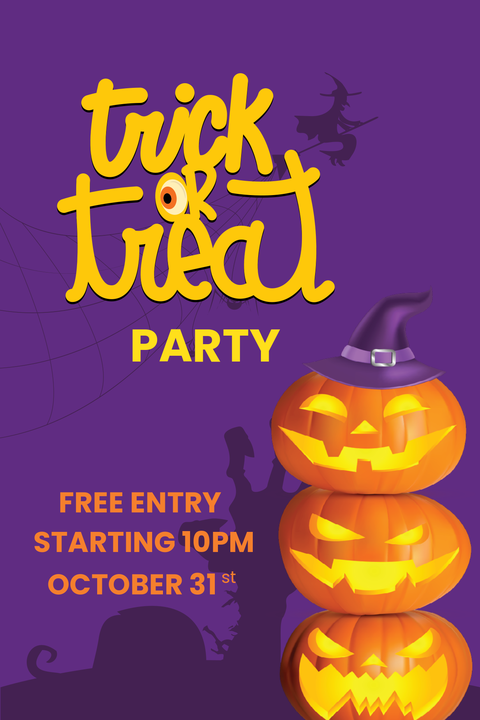 Trick or Treat Halloween Party Sign Template