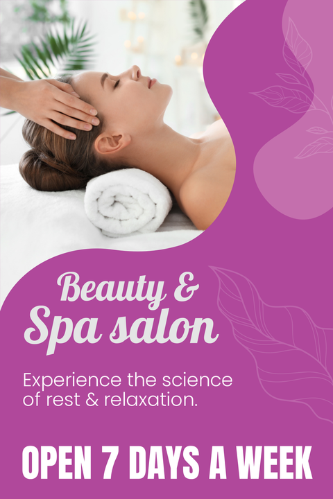 Woman in a Spa Purple Beauty Salon Sign Template