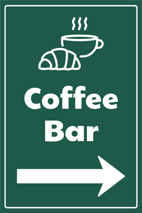 Hot Coffee Cup and Croissant Coffee Bar Sign Template