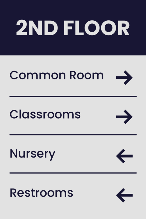 Dark Blue and Gray Wayfinding School Sign Template