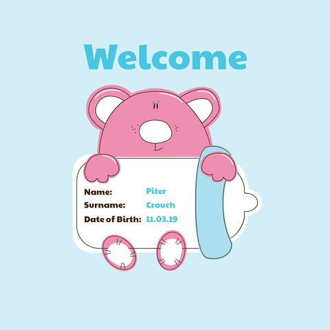 Welcoming Bear With Baby Bottle Birth Certificate Template
