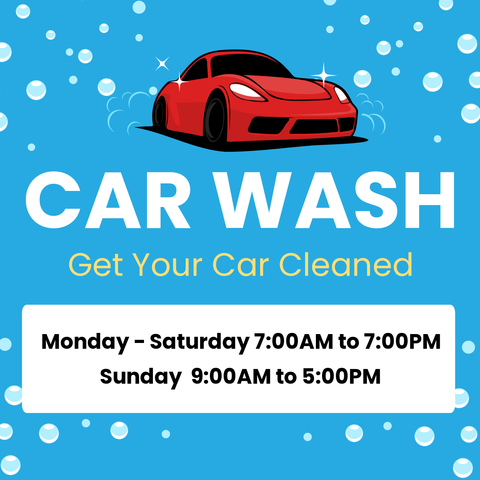 Blue and White Car Wash With Bubbles Sign Template