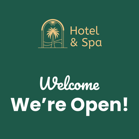 Hotel and Spa We're Open Sign Template
