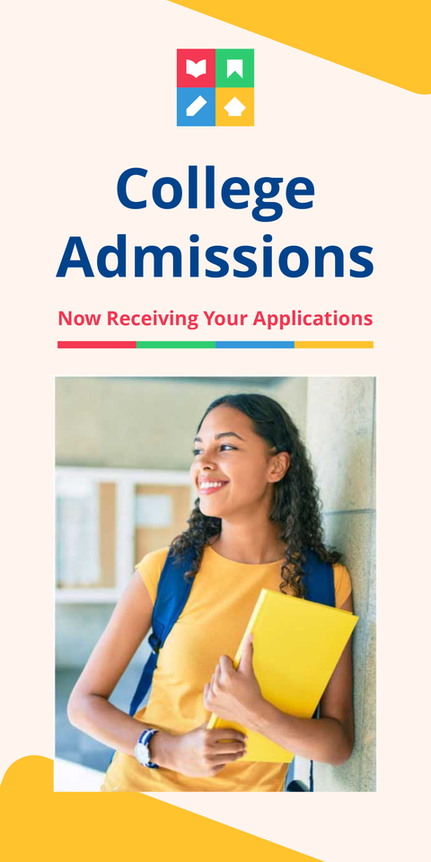 Student Photo Colorful College Admission Sign Template