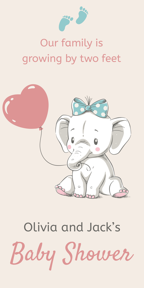 Cute Elephant for Baby Shower Template