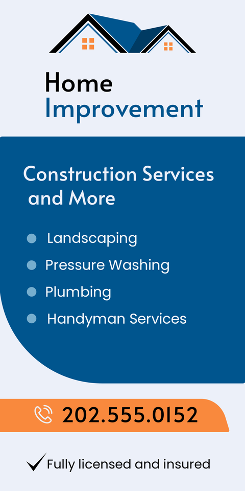Home Improvement With Service List and Contact Sign Template