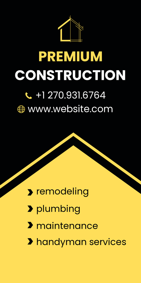 Black and Yellow Triangular Construction Sign Template