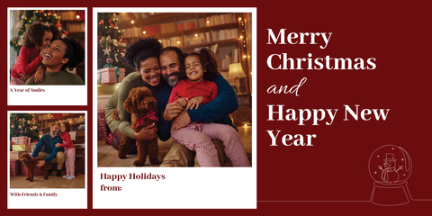 Vibrant Red Christmas Family Collage Sign Template