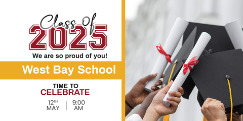 White, Red and Yellow Graduation Sign Template
