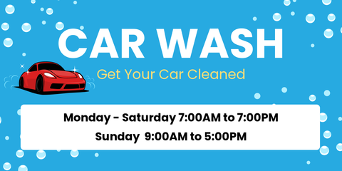 Blue and White Car Wash With Bubbles Sign Template