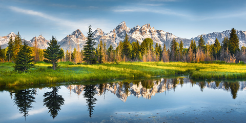 Mountainous Landscape Mirrored in a Lake Sign Template