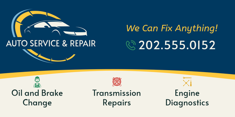 Car Logo and Brand Name on a Blue Auto Service Sign Template