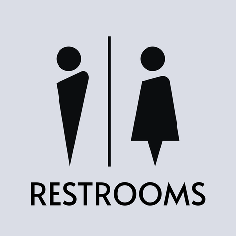 Gray Minimalist Restrooms Sign Template