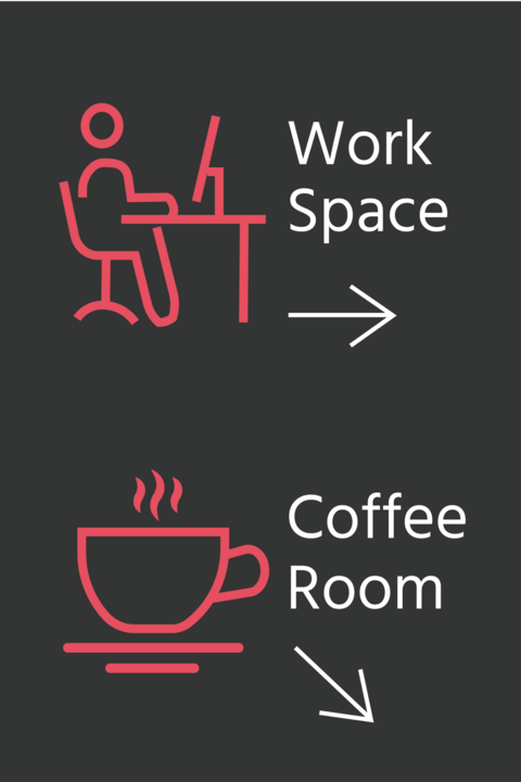 Gray Workspace and Coffee Room Sign Template