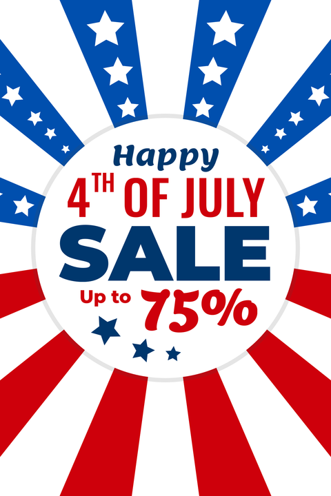 American Flag-Themed Happy 4th of July Sale Sign Template