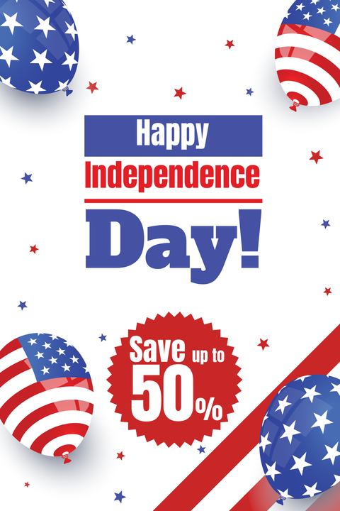 Flag-Themed Balloons With Independence Day Sale Template
