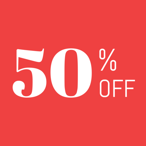 Scarlet-Hued Minimalistic 50% Off Sale Sign Template