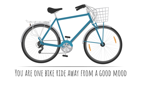Blue Bicycle With Basket Motivational Quote Sign Template