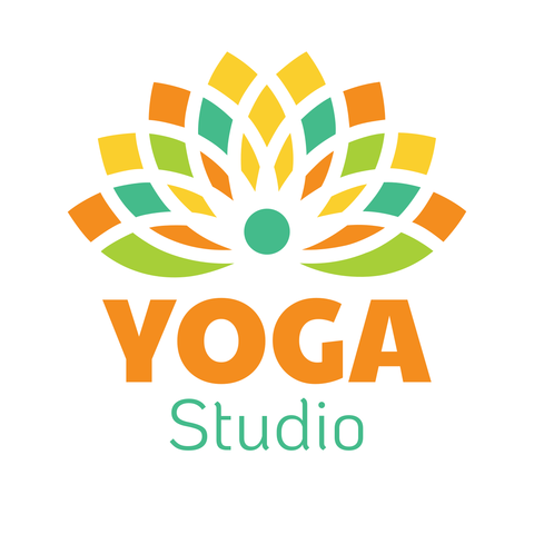 Yoga Studio Logo With Colorful Lotus Flower Sign Template