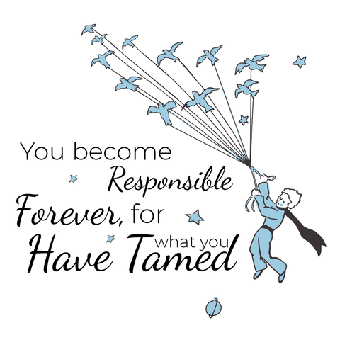 Little Prince Holding Soaring Birds on Ropes Quote Template