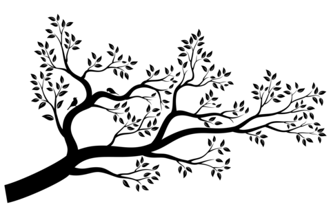 Tree Branch With Leaves and Two Birds Nature Template