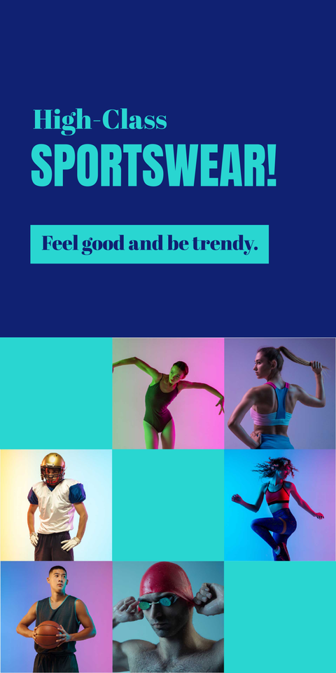 Modern Sportswear Photo Collage Advertising Sign Template