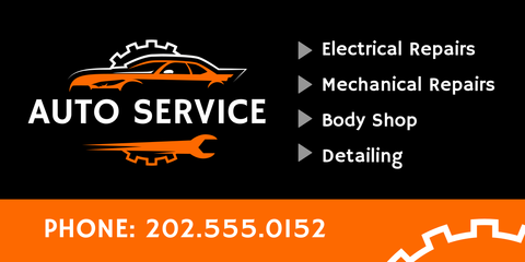 Auto Services List With Car and Tools Sign Template