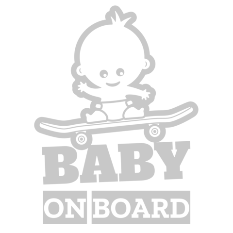 Cute Baby on Board with Skateboard Sign Template