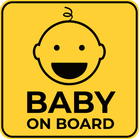 Square Baby on Board With Smiling Child Sign Template