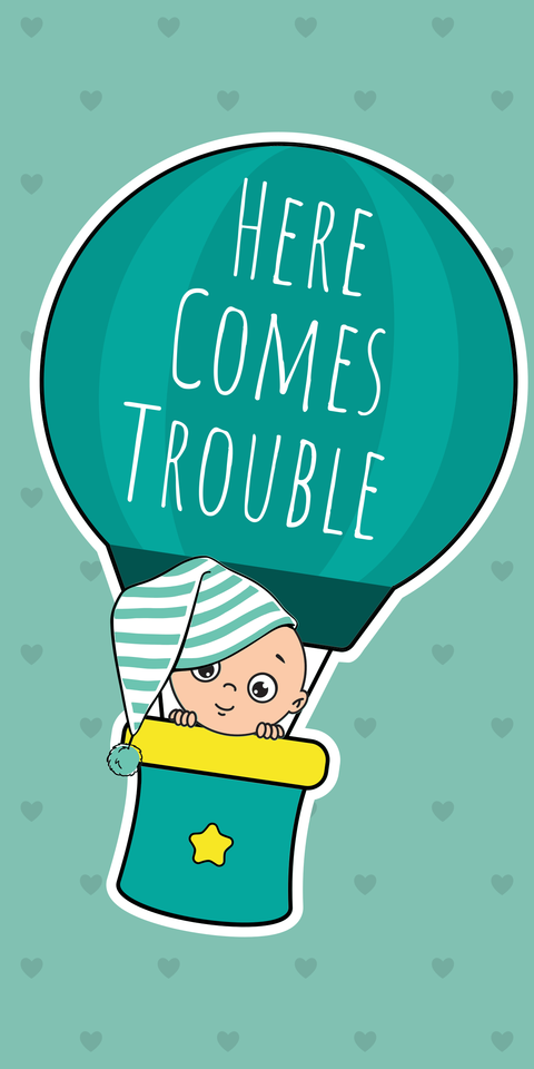 Baby in Green Hot Air Balloon With Funny Quote Template