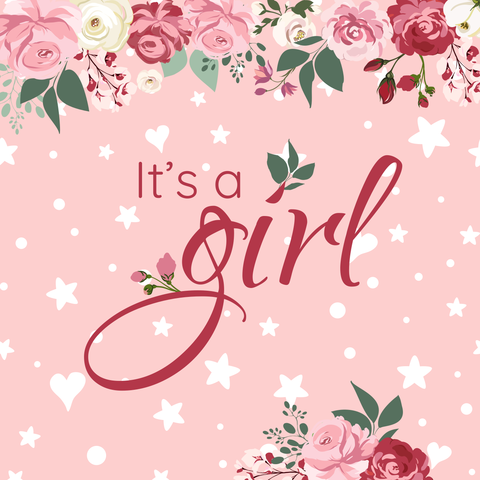 Pink Roses It's a Girl Baby Shower Sign Template