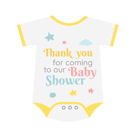 Baby Bodysuit With Stars Baby Shower Template